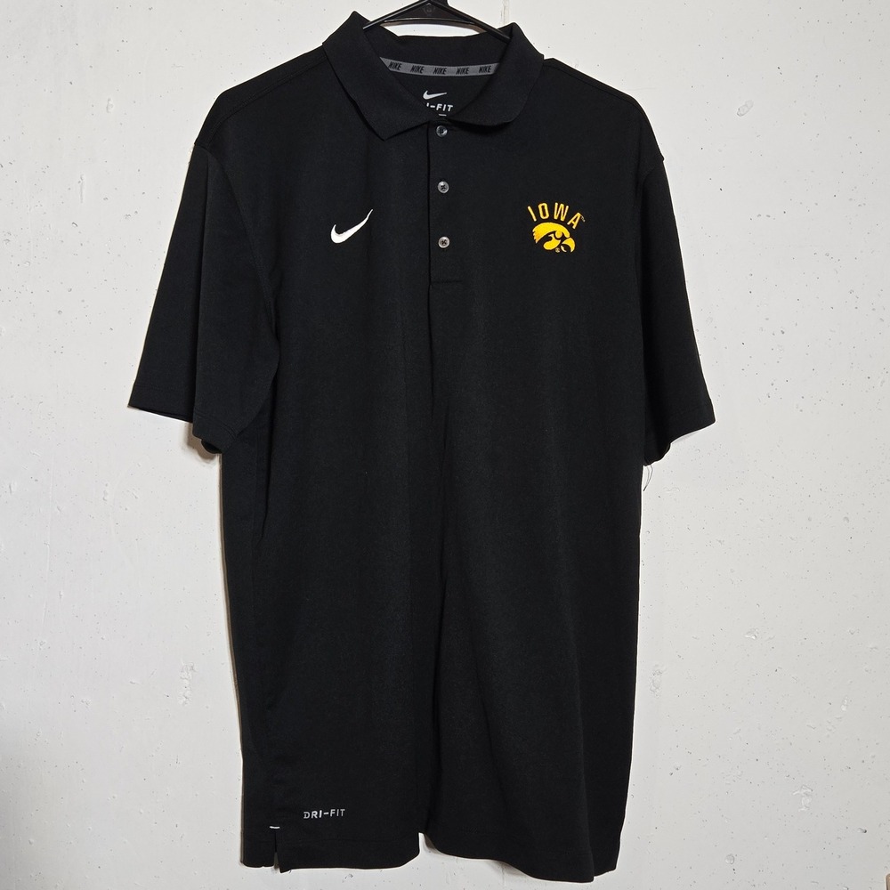 Nike Mens Iowa Hawkeyes Dri-FIT Polo Shirt Black Large NCAA Collegiate Active